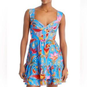 Farm Rio Blue Macaw Party Mini Dress